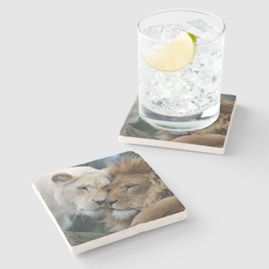 Löwen Steinuntersetzer (Seitenansicht)