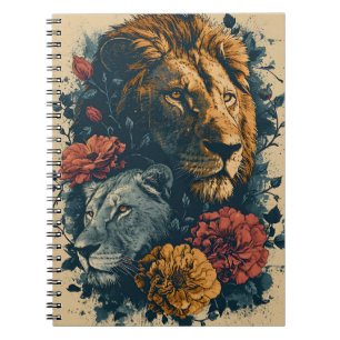 Löwen und Blume: Vintage Postkarte Notizblock