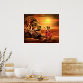 Löwen und kleine Mädchen Poster (Küche)