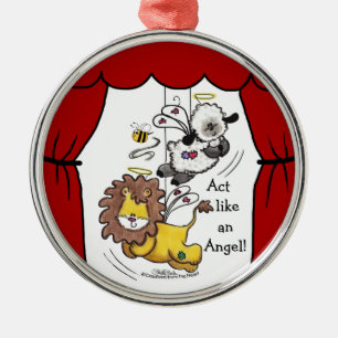 Löwen- und Lamb-Play-Angels Ornament Aus Metall