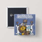 Löwen und Lamb teilen das gute Buch Button (Vorne & Hinten)