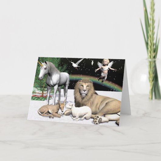 Löwen und Lamben Feiertagskarte (Vorderseite)