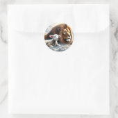 Löwen- und Lambkleber Runder Aufkleber (Tasche)