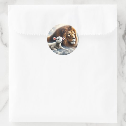 Löwen- und Lambkleber Runder Aufkleber (Tasche)