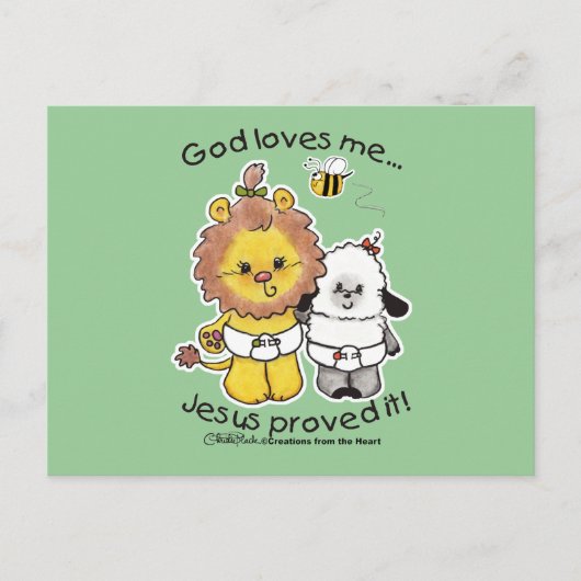 Löwen und Lamm Babys Postkarte (Vorderseite)