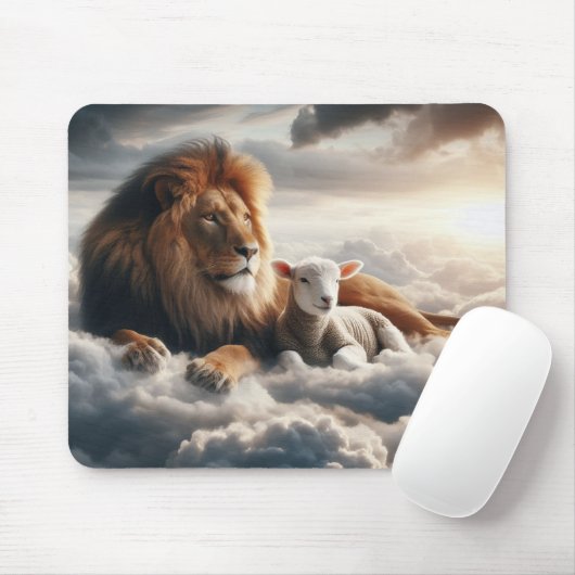 Löwen- und Lamm-Maus-Pad Mousepad (Mit Mouse)