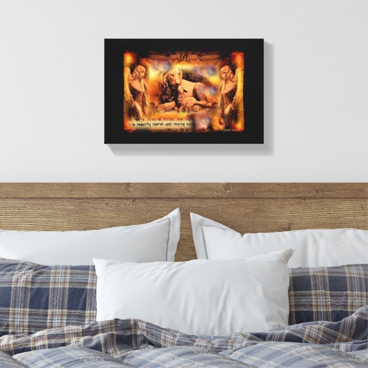 Löwen und Lamm mit Engel Leinwand Mauer Kunstbibel (Insitu (Schlafzimmer))