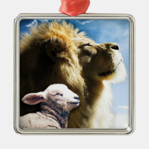 Löwen- und Lamm-Ornament Ornament Aus Metall