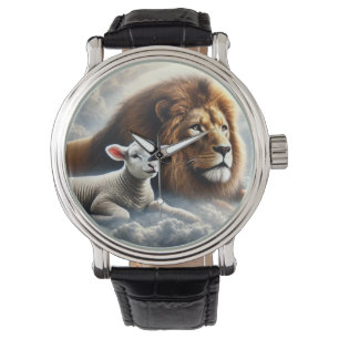 Löwen- und Lamm-Uhr Armbanduhr