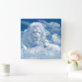 Löwen- und Lamm-Wandschloss Quadratische Wanduhr (Zuhause)