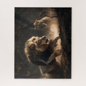 Löwen und Löwen jagen gemeinsam Jigsaw Puzzle (Vertikal)