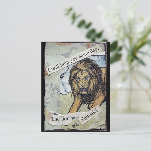 Löwen- und Mauerkollage Postkarte (Stehend Vorderseite)