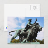 Löwen- und Menschenstatue Postkarte (Vorne/Hinten)
