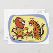 Löwen und Tiger spielen Schach Postkarte (Vorne/Hinten)