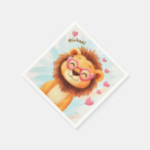 Löwen Valentinstag Herz Kinder Schule Serviette (Ecke)