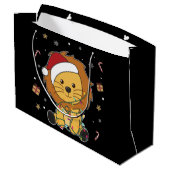 Löwen Weihnachts-Winter Tiere Löwen große Gif Große Geschenktüte (Rückseite Schrägansicht)