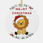 Löwen Weihnachtsschnee Wintertiere Löwen Keramik O Keramik Ornament (Vorne)