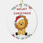 Löwen Weihnachtsschnee Wintertiere Löwen Keramik O Keramik Ornament (Links)