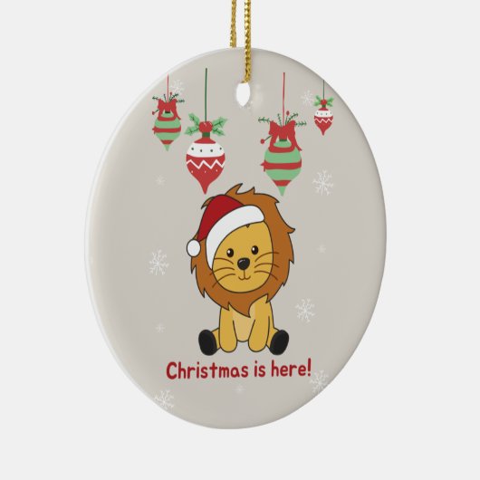 Löwen Weihnachtsschnee Wintertiere Löwen Keramik O Keramik Ornament (Rechts)