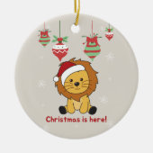 Löwen Weihnachtsschnee Wintertiere Löwen Keramik O Keramik Ornament (Vorne)