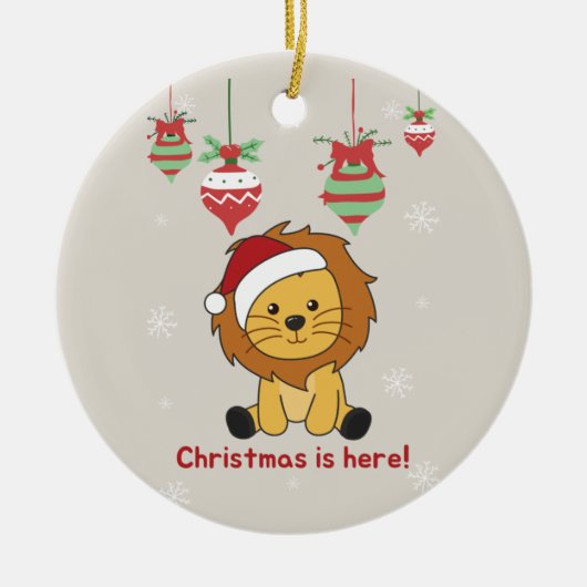 Löwen Weihnachtsschnee Wintertiere Löwen Keramik O Keramik Ornament (Vorne)