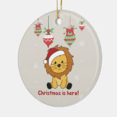 Löwen Weihnachtsschnee Wintertiere Löwen Keramik O Keramik Ornament (Links)