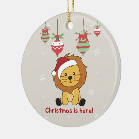 Löwen Weihnachtsschnee Wintertiere Löwen Keramik O Keramik Ornament (Links)