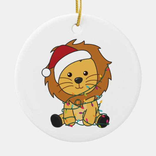 Löwen Weihnachtsschnee Wintertiere Löwen Keramik Ornament (Vorne)