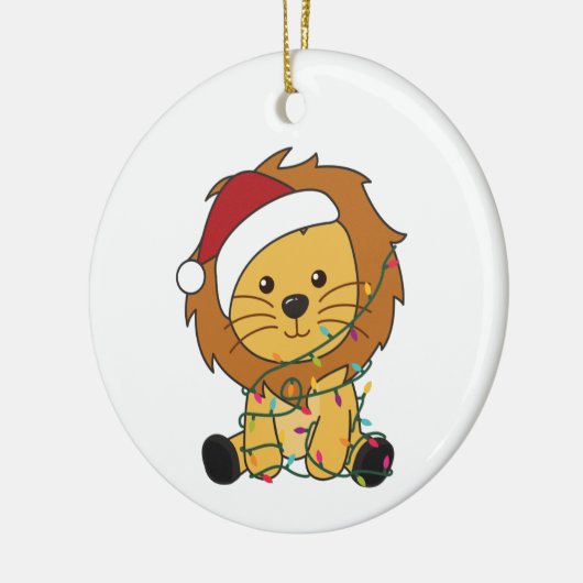 Löwen Weihnachtsschnee Wintertiere Löwen Keramik Ornament (Links)