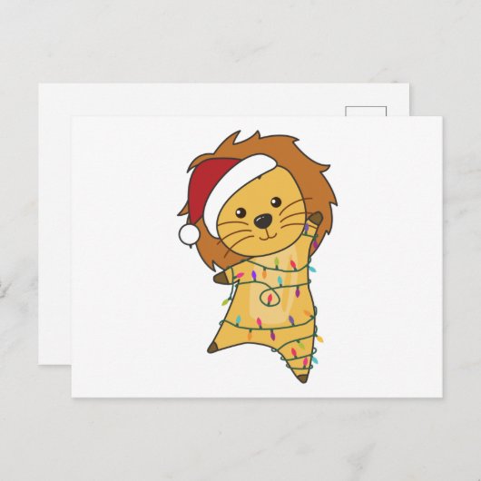 Löwen Weihnachtsschnee Wintertiere Löwen Postkarte (Vorne/Hinten)