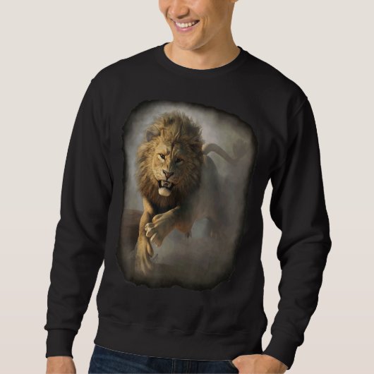 Löwenangriff Sweatshirt (Vorderseite)