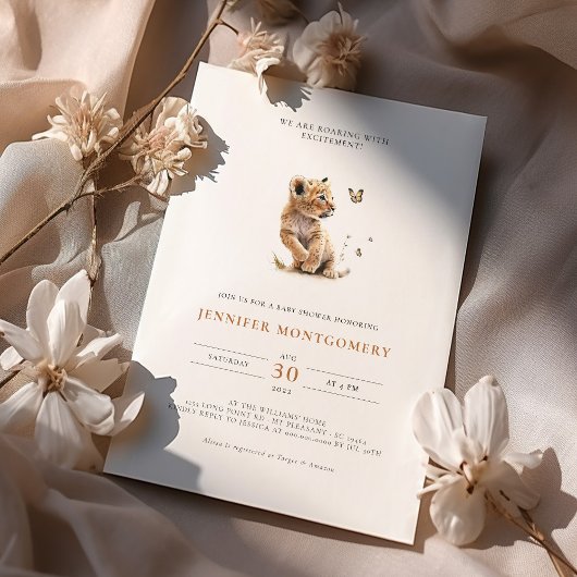 Löwenbaby-Dusche Roaring mit Spannung Einladung