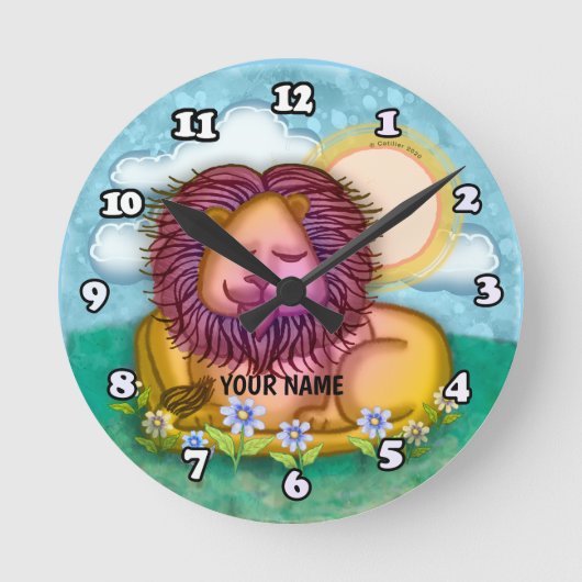 Löwenblumen Runde Wanduhr (Vorderseite)