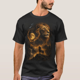 Löwenbrüllen beim Mond T-Shirt Vollmond Löwe