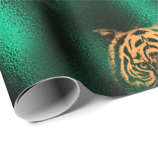 Löwendesign mit grünem Hintergrund Geschenkpapier (Rolleneckpunkt)