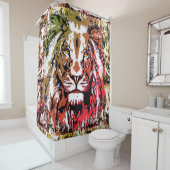 Löwenduschvorhang | Farbige Löwe Duschvorhang (Beispiel)