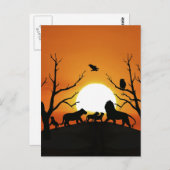 Löwenfamilie bei Sonnenuntergang in Afrika Postkarte (Vorne/Hinten)