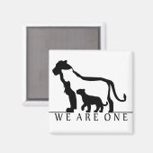 Löwenfamilie (weiße Version) Magnet (Vorderseite/Rückseite)