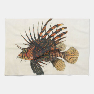 Löwenfisch Fisch, Vintage Meeresleben Tier Handtuch