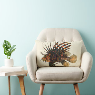 Löwenfisch Fisch, Vintage Meeresleben Tier Lendenkissen