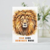 Löwenfürchte weniger dominieren mehr dankeskarte (Stehend Vorderseite)