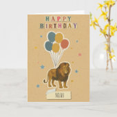 LöwenGeburtstagskarte - Individuelle Name Karte (Gelbe Blume)