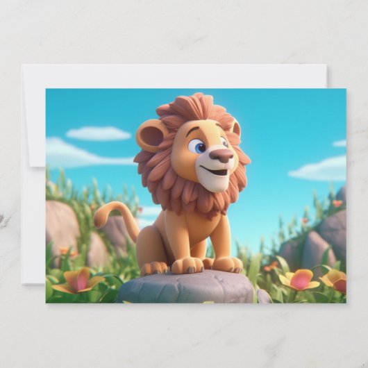 LöwenGeburtstagskarte Personalisierte Kinder Namen (Rückseite)