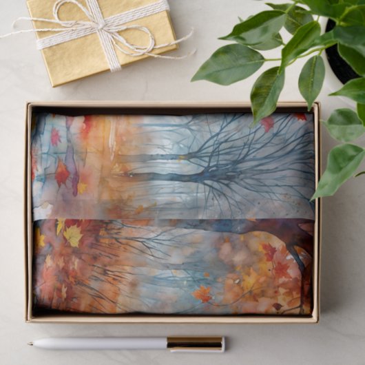 Löwengehen im Herbst Wasserfarbe Seidenpapier (Geschenk)