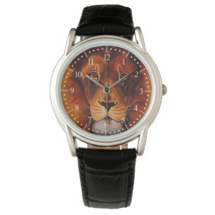 Löwengesicht, handgemalter Löwe Armbanduhr