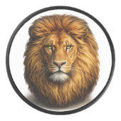 Löwengesicht Hockey Puck | Süßes Tier Sportgeschen (Vorderseite)