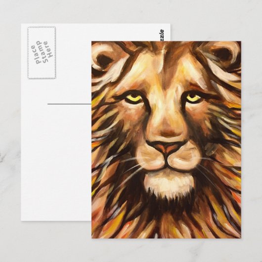 Löwengesicht Postkarte (Vorne/Hinten)