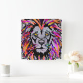 Löwengesicht - Realistische Löwenentwürfe Wall Clo Quadratische Wanduhr (Zuhause)