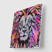 Löwengesicht - Realistische Löwenentwürfe Wall Clo Quadratische Wanduhr (Winkel)