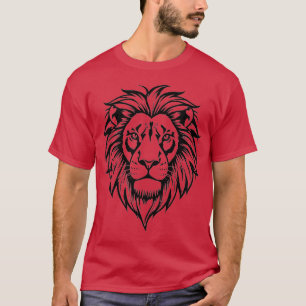 Löwengesicht Schwarz-Weiß-Vektorillustrationen T-Shirt